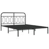 vidaXL Cadre de lit m&eacute;tal sans matelas avec t&ecirc;te de lit noir 150x200cm