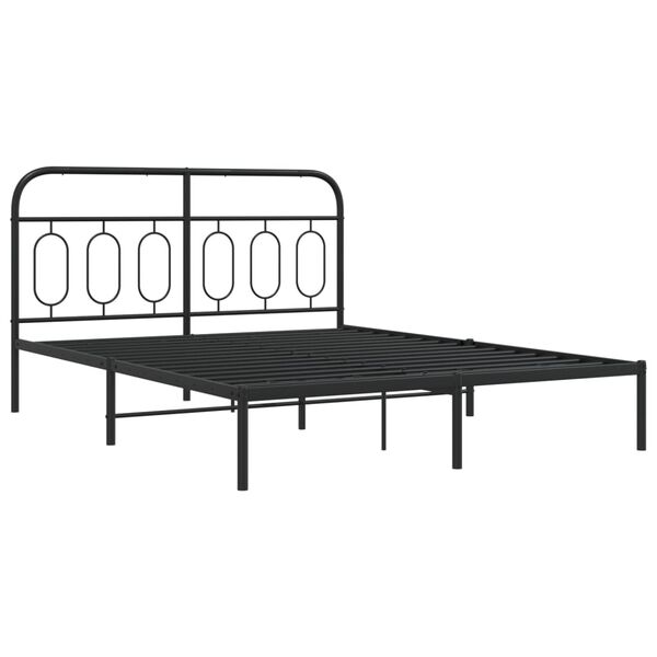 vidaXL Cadre de lit m&eacute;tal sans matelas avec t&ecirc;te de lit noir 150x200cm