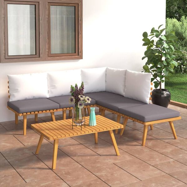 vidaXL Salon de jardin 6 pcs avec coussins Bois d'acacia solide