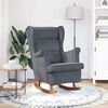 vidaXL Fauteuil &agrave; bascule &agrave; oreilles en velours gris fonc&eacute; bois massif