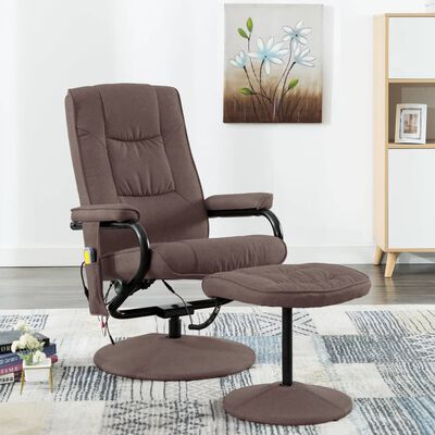 vidaXL Fauteuil inclinable de massage avec repose-pieds marron tissu