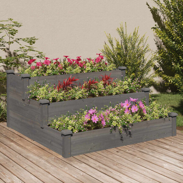 vidaXL Lit sur&eacute;lev&eacute; de jardin gris 120x120x56 cm bois massif de sapin