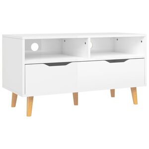 vidaXL Meuble TV blanc brillant 90x40x48,5 cm bois d'ingénierie