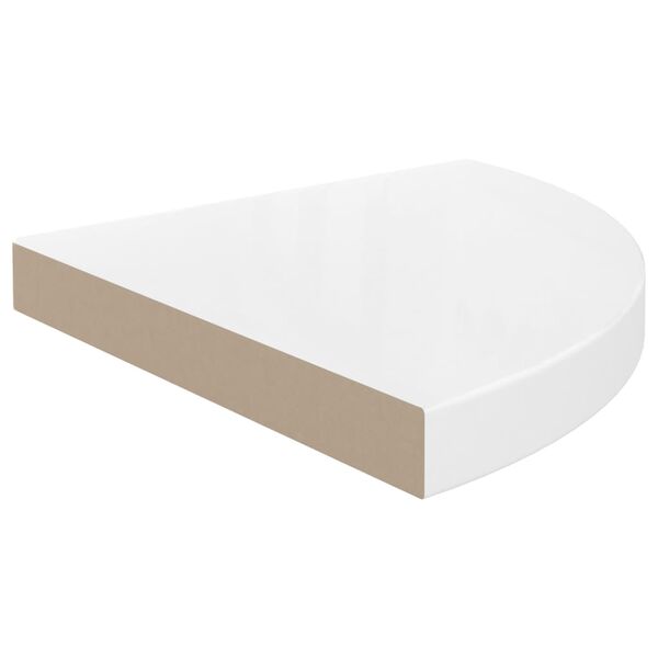 vidaXL &Eacute;tag&egrave;re d'angle flottante blanc brillant 35x35x3,8 cm MDF