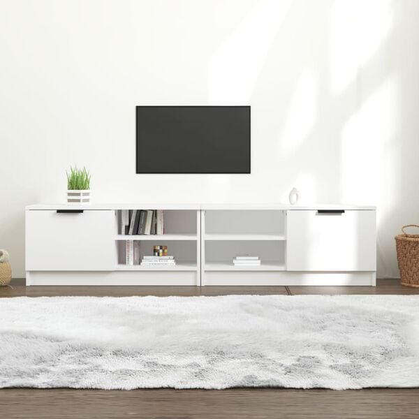 vidaXL Meubles TV 2 pcs Blanc 80x35x36,5 cm Bois d'ing&eacute;nierie