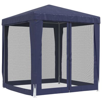 vidaXL Tente de fête avec 4 parois latérales en maille Bleu 2x2 m PEHD