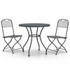 vidaXL Ensemble &agrave; manger de jardin 3 pcs Maille M&eacute;tal Anthracite