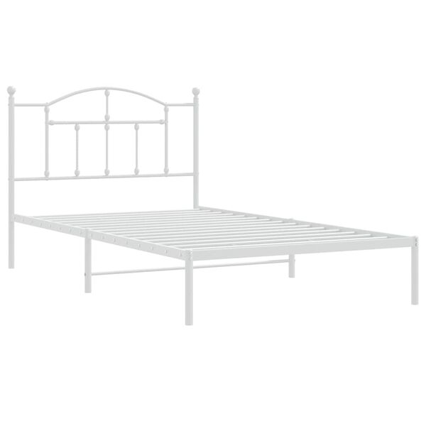 vidaXL Cadre de lit m&eacute;tal sans matelas et t&ecirc;te de lit blanc 100x200 cm