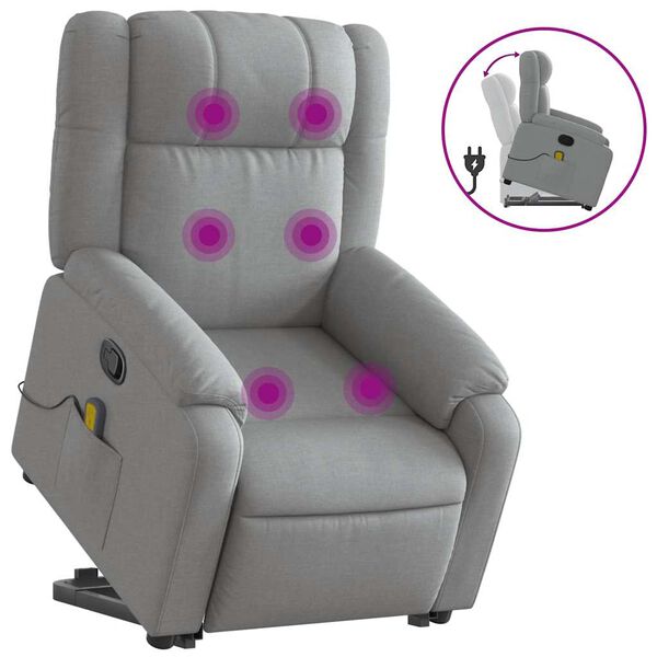 vidaXL Fauteuil inclinable de massage gris clair tissu