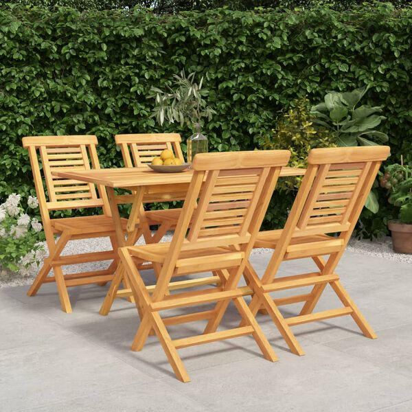 vidaXL Ensemble à manger de jardin 5 pcs Bois de teck massif