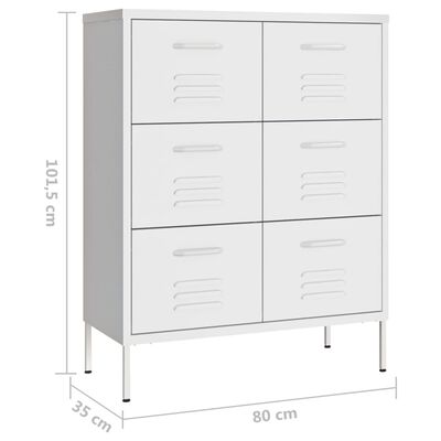 vidaXL Armoire à tiroirs Blanc 80x35x101,5 cm Acier