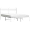 vidaXL Cadre de lit m&eacute;tal sans matelas et t&ecirc;te de lit blanc 135x190 cm
