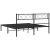 vidaXL Cadre de lit m&eacute;tal sans matelas avec t&ecirc;te de lit noir 135x190cm