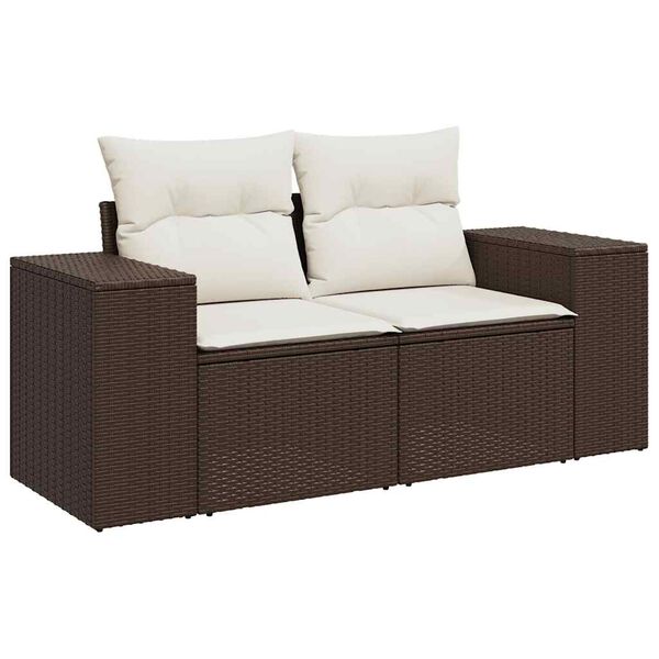 vidaXL Salon de jardin avec coussins 6 pcs marron résine tressée