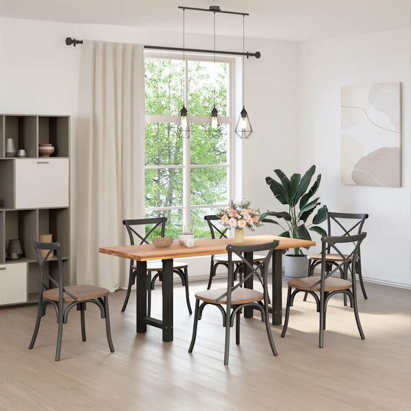 vidaXL Pieds de table à manger Noir 2 pièces 60 x (72-73) cm Acier