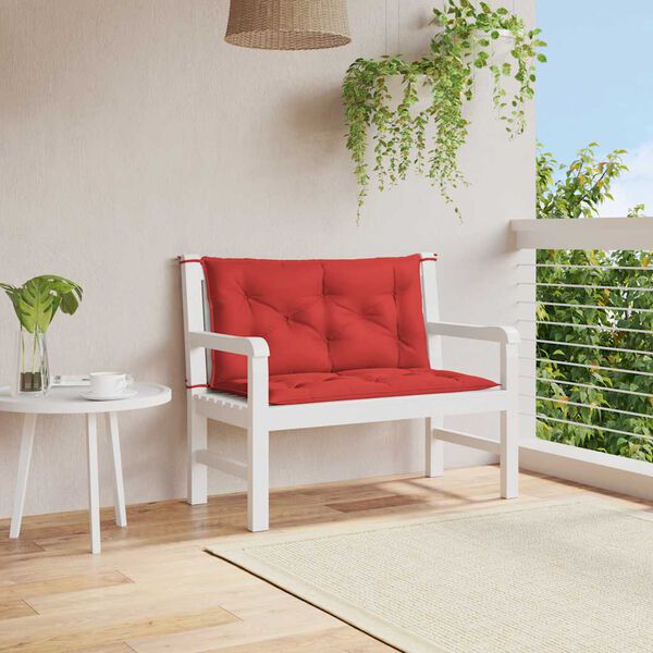 vidaXL Coussin de banc de jardin rouge 100x(50+50)x7 cm tissu oxford