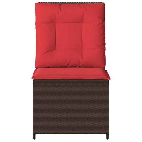 vidaXL Canap&eacute; de jardin avec coussin Marron et rouge polyrotin