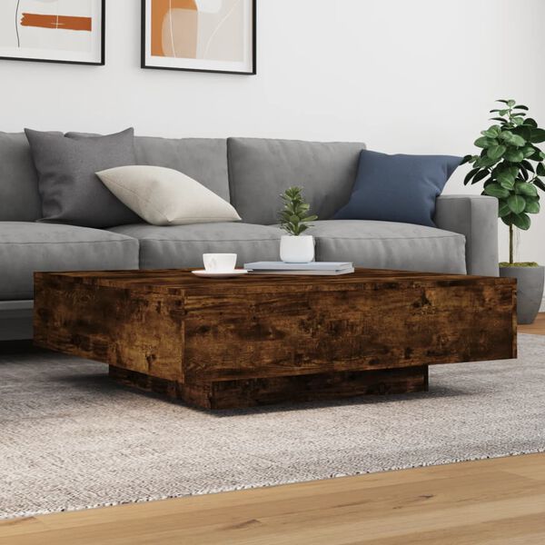 vidaXL Table basse ch&ecirc;ne fum&eacute; 100x100x31 cm bois d'ing&eacute;nierie