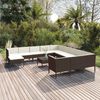 vidaXL Salon de jardin 13 pcs avec coussins R&eacute;sine tress&eacute;e Marron