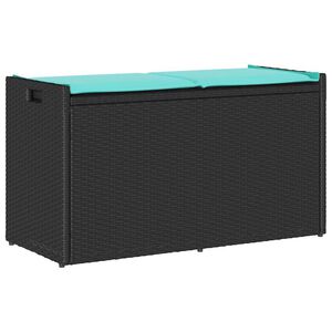 vidaXL Banc de rangement extérieur coussin noir 100 cm résine tressée