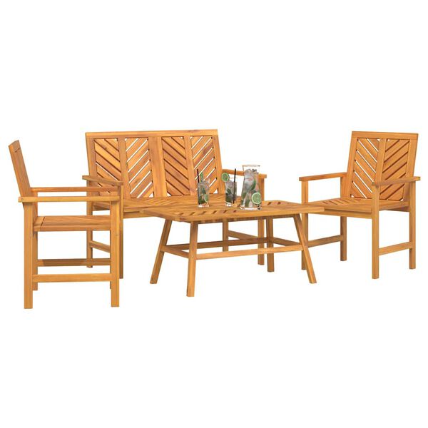 vidaXL Ensemble de salon de jardin 4 pcs Marron Bois d'Acacia Massif