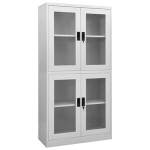 vidaXL Armoire de bureau Gris clair 90x40x180 cm Acier et verre tremp&eacute;