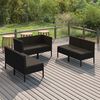 vidaXL Salon de jardin 6 pcs avec coussins r&eacute;sine tress&eacute;e noir