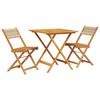 vidaXL Ensemble de bistro 3 pcs beige polypropyl&egrave;ne et bois massif