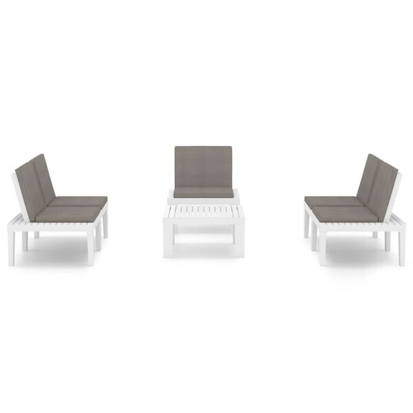 vidaXL Salon de jardin 4 pcs avec coussins Plastique Blanc