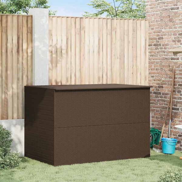 vidaXL Boîte de stockage de jardin marron 150x100x100cm Résine tressée