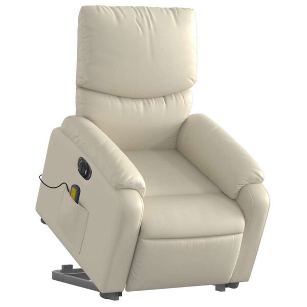 vidaXL Fauteuil inclinable de massage électrique crème similicuir