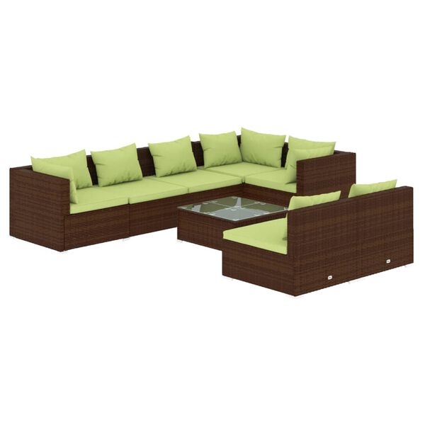 vidaXL Salon de jardin avec coussins 8 pcs marron r&eacute;sine tress&eacute;e