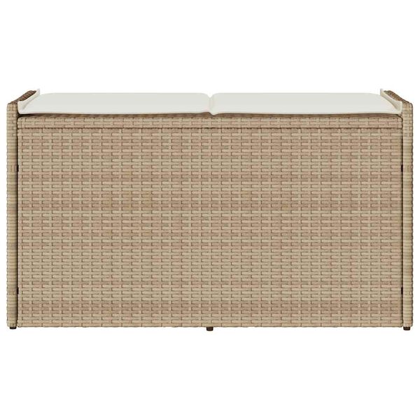 vidaXL Banc de rangement extérieur coussin beige 100 cm résine tressée