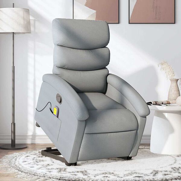 vidaXL Fauteuil inclinable de massage gris clair tissu