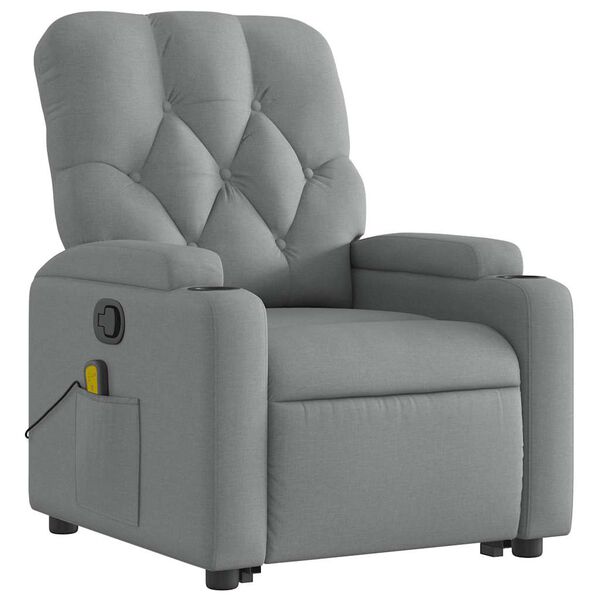 vidaXL Fauteuil inclinable de massage gris clair tissu