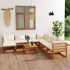 vidaXL Salon de jardin 9 pcs avec coussin Cr&egrave;me Bois d'acacia solide