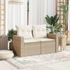 vidaXL Canap&eacute; de jardin avec coussins 2 places beige r&eacute;sine tress&eacute;e