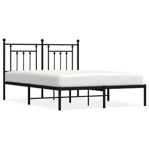 vidaXL Cadre de lit m&eacute;tal sans matelas avec t&ecirc;te de lit noir 150x200cm