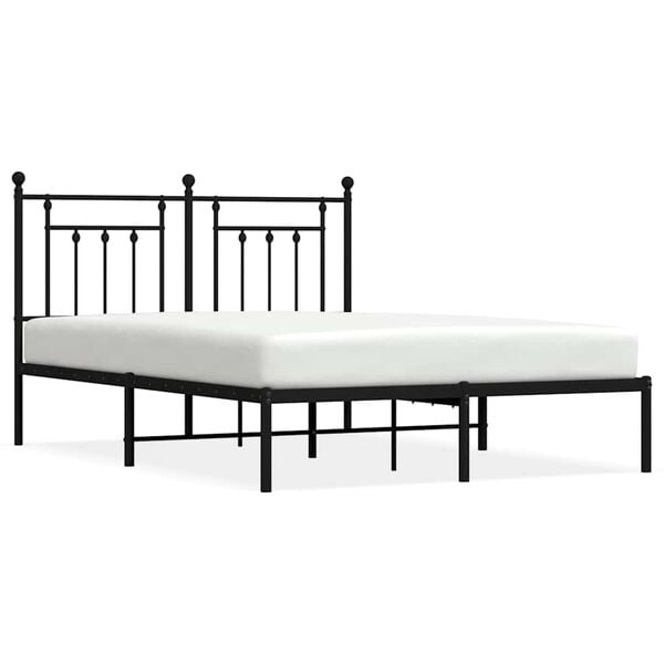 vidaXL Cadre de lit m&eacute;tal sans matelas avec t&ecirc;te de lit noir 150x200cm