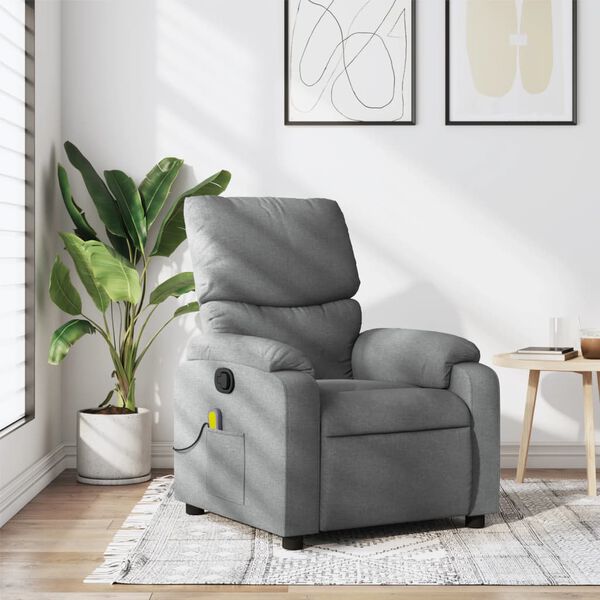 vidaXL Fauteuil de massage inclinable gris clair tissu