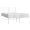 vidaXL Cadre de lit m&eacute;tal sans matelas et pied de lit blanc 135x190 cm