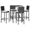 vidaXL Ensemble de bar de jardin 5 pcs avec coussins noir poly rotin