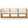 vidaXL Canapé de jardin à 3 places avec coussin Crème Bois d'acacia