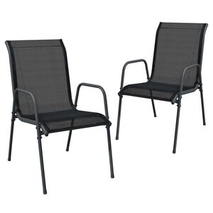 vidaXL Chaises de jardin lot de 2 Acier et textilène Noir