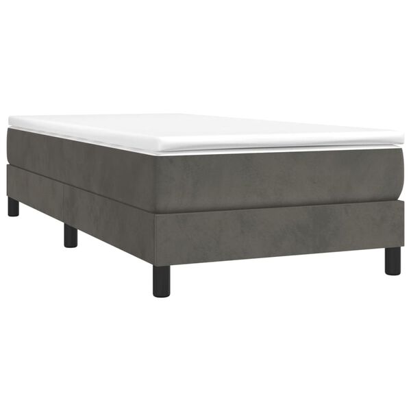 vidaXL Sommier &agrave; lattes de lit et matelas gris fonc&eacute; 100x203cm velours