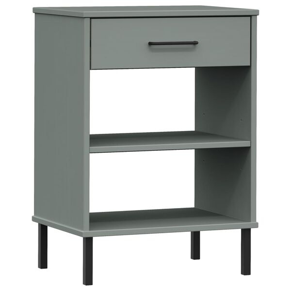vidaXL Armoire console avec pieds en m&eacute;tal Gris Bois pin massif OSLO