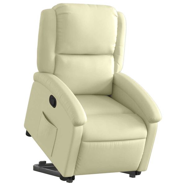 vidaXL Fauteuil inclinable crème cuir véritable