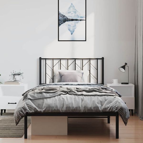 vidaXL Cadre de lit m&eacute;tal sans matelas avec t&ecirc;te de lit noir 100x200cm