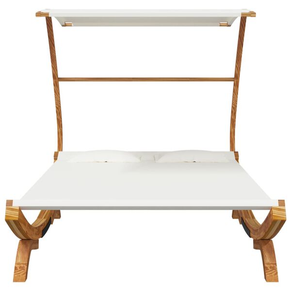 vidaXL Lit repos avec auvent 165x203x138 cm Bois courbé massif Crème