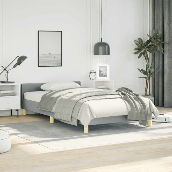 vidaXL Cadre de lit sans matelas gris clair double tissu